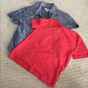 Boys patriotic  button up with red shirt